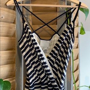 Addison navy and white striped wrap maxi